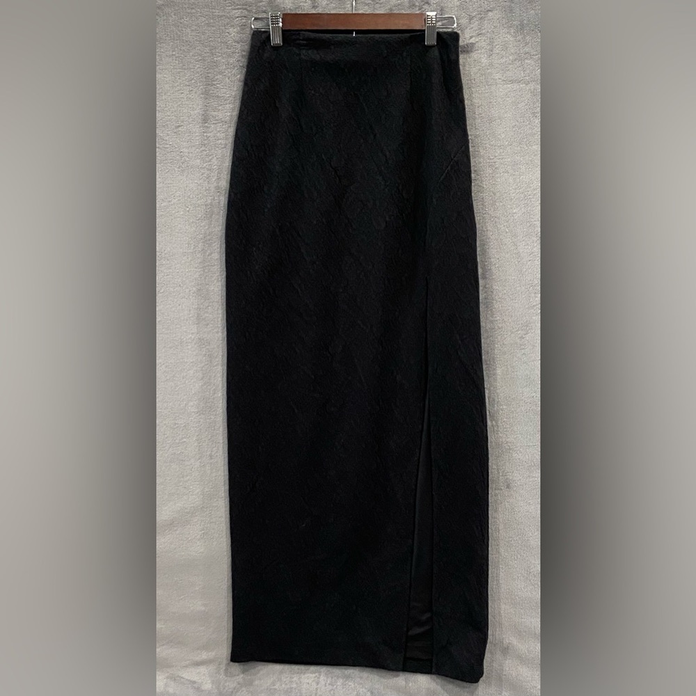 Free People Kendra Black Lace Maxi Skirt Side Slit Women’s Size 4 NWOT‎